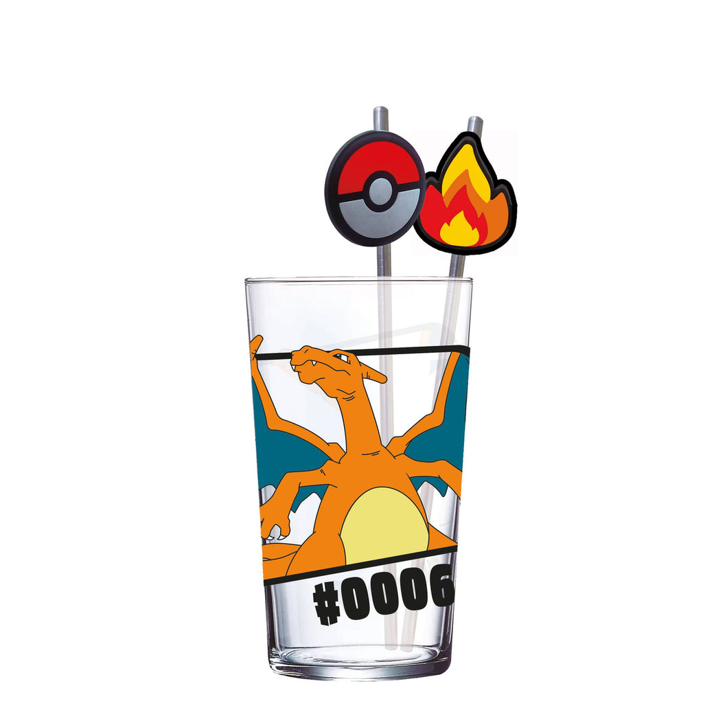 Immagine del prodotto Tumbler in vetro Pokémon con cannucce Charizard 480 ml