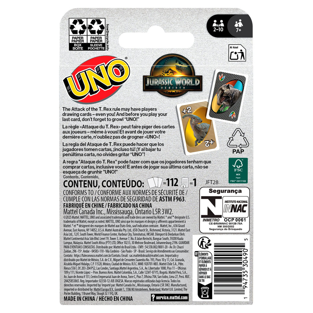 Produktbild Jurassic World: Die Wiedergeburt UNO Kartenspiel