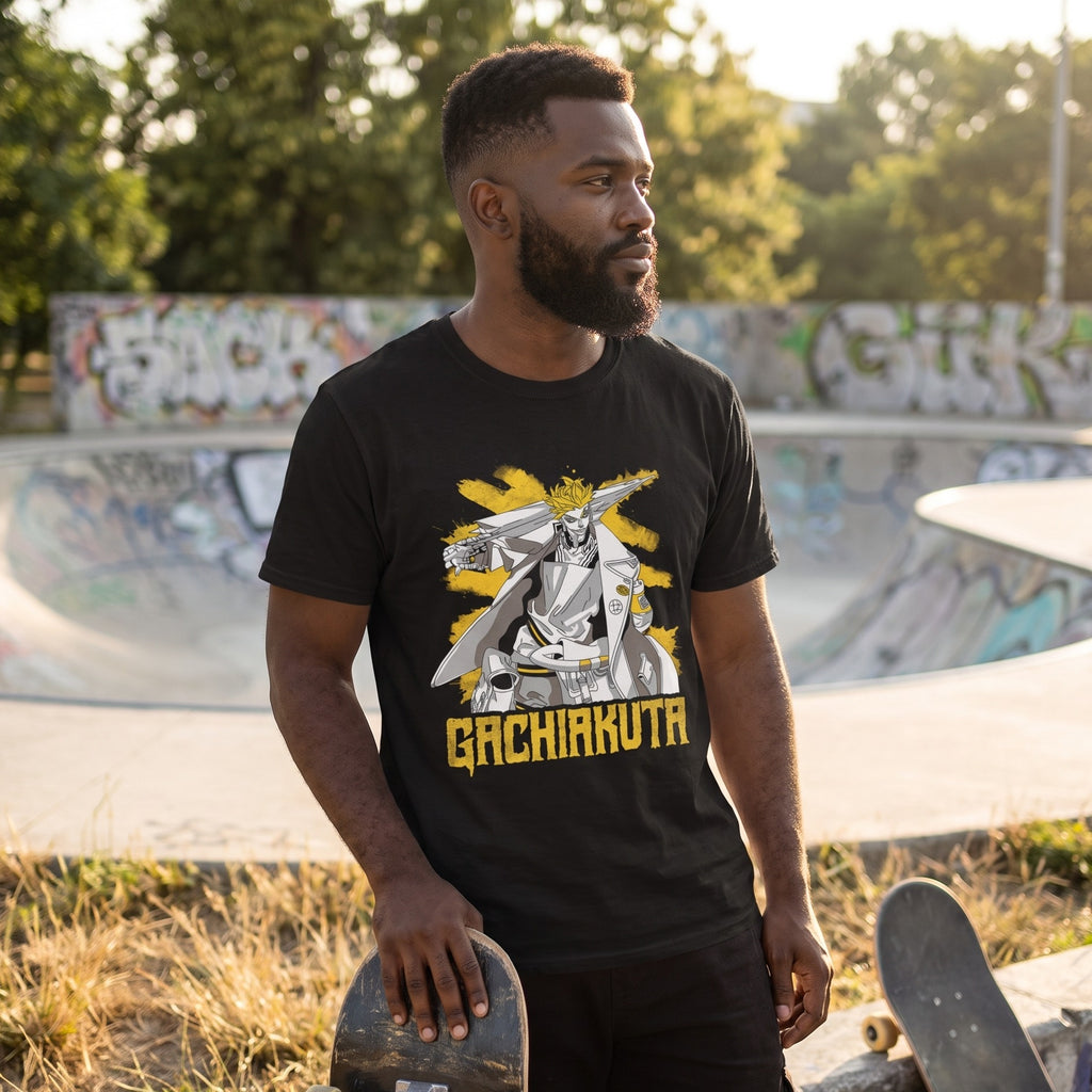 Immagine del prodotto T-shirt Enjin nera per fan di Gachiakuta