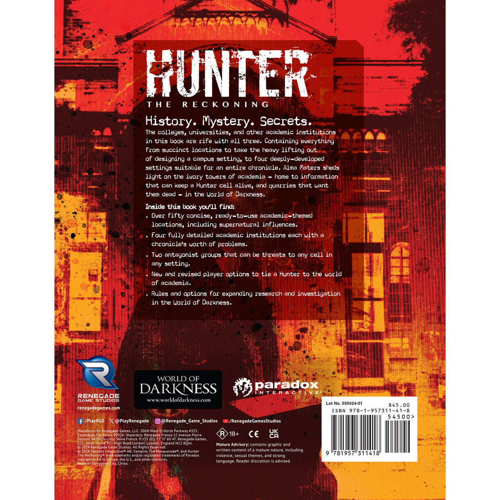 Produktbild Hunter: The Reckoning 5th Edition RPG Buch Alma Maters