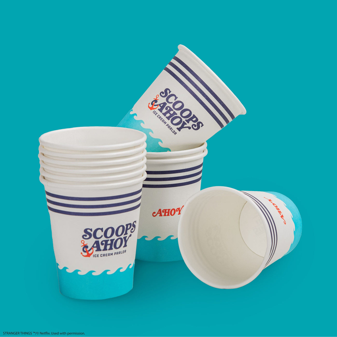 Produktbild Stranger Things Set von 24 Pappbechern Scoops Ahoy