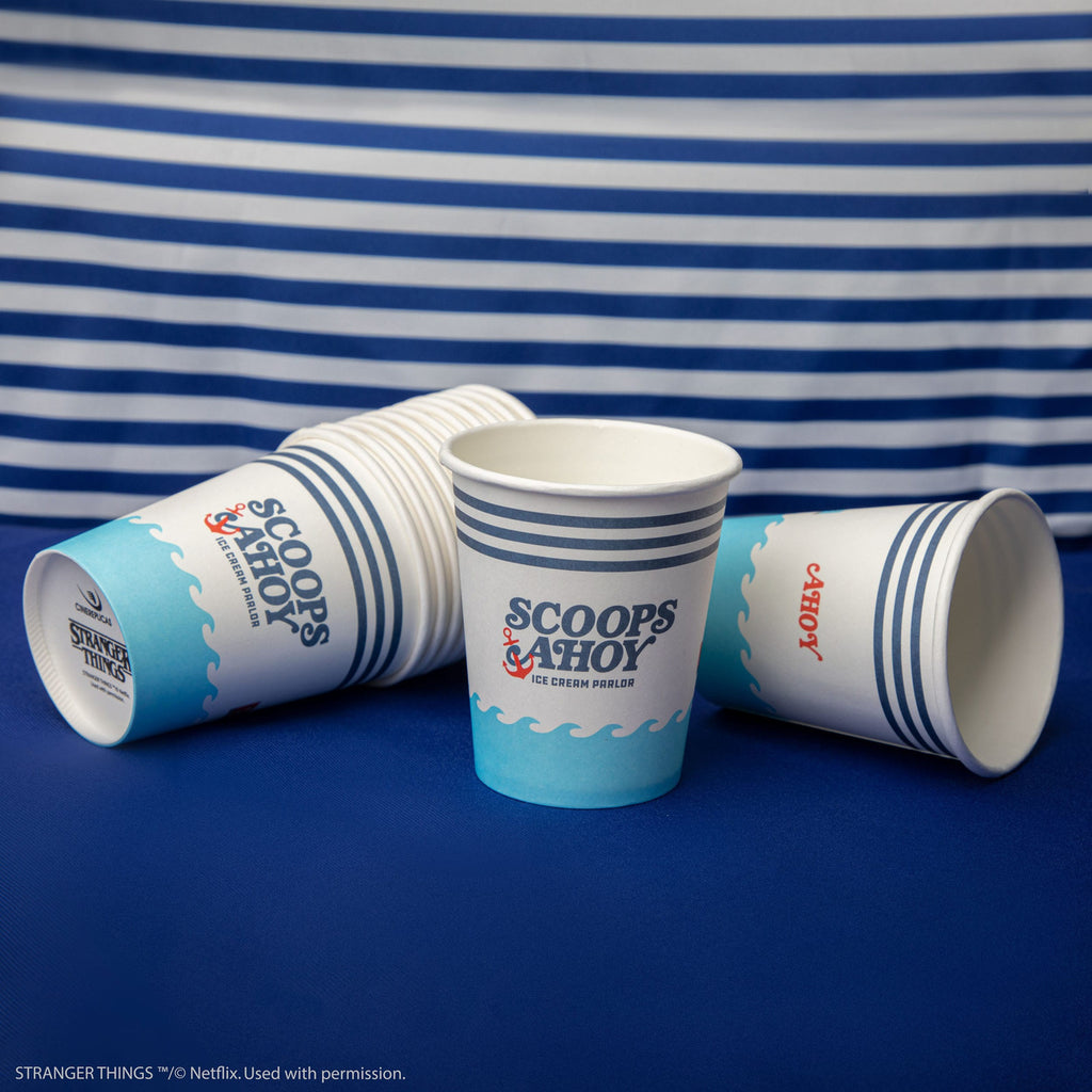 Produktbild Stranger Things Set von 24 Pappbechern Scoops Ahoy