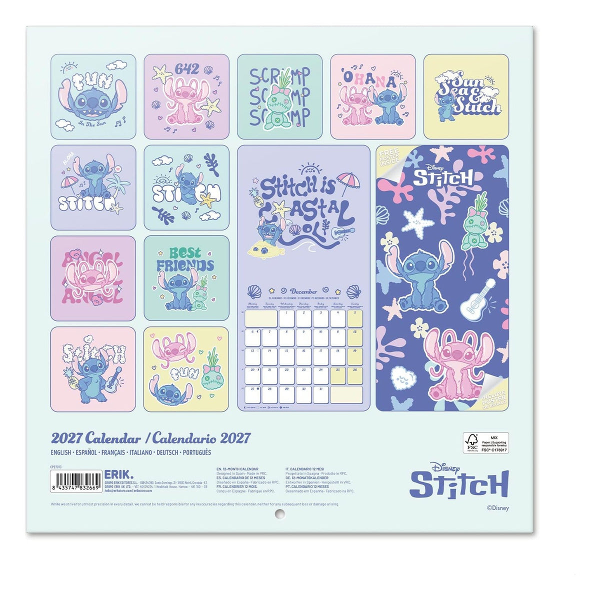 Produktbild Disney Stitch Wandkalender 2027 30 x 30 cm